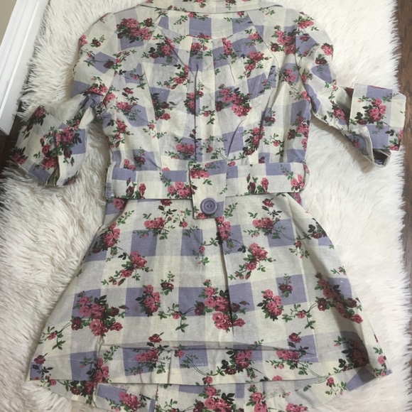 Floral checkered lightweight jacket waist tie - Picture 6 of 8